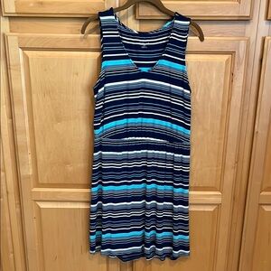 Striped Sleeveless Dress in Blue and White